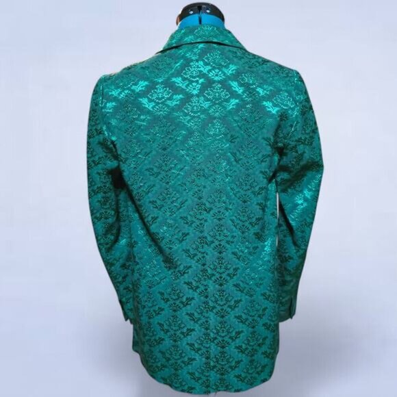 Sandro Floral Jacquard Jacket In Chlorophylle - Size 4 - Picture 4 of 11